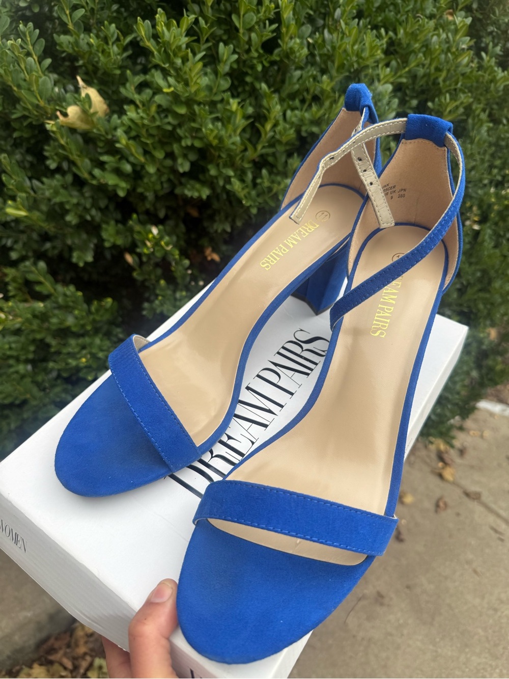Dream Pairs Women's Blue Suede Block Heel Sandals